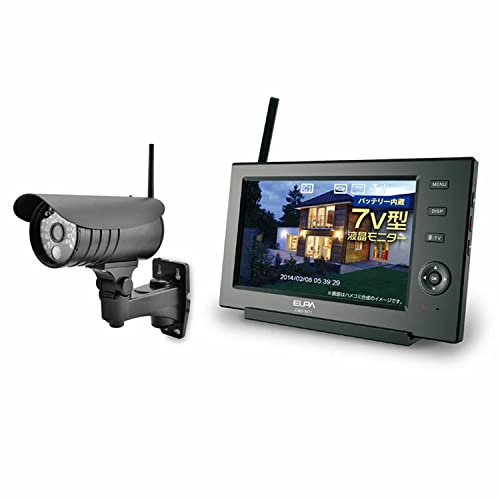 ELPA(エルパ) ワイヤレス防犯カメラ モニターセット 屋外監視カメラ 暗視 自動録画 CMS-M71/CMS-C71