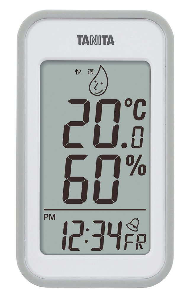 タニタ 温湿度計 大画面 一目で室内環境がわかる 時計 カレンダー アラーム 温度 湿度 デジタル 壁掛け 卓上 マグネット ブルー TT-559 G