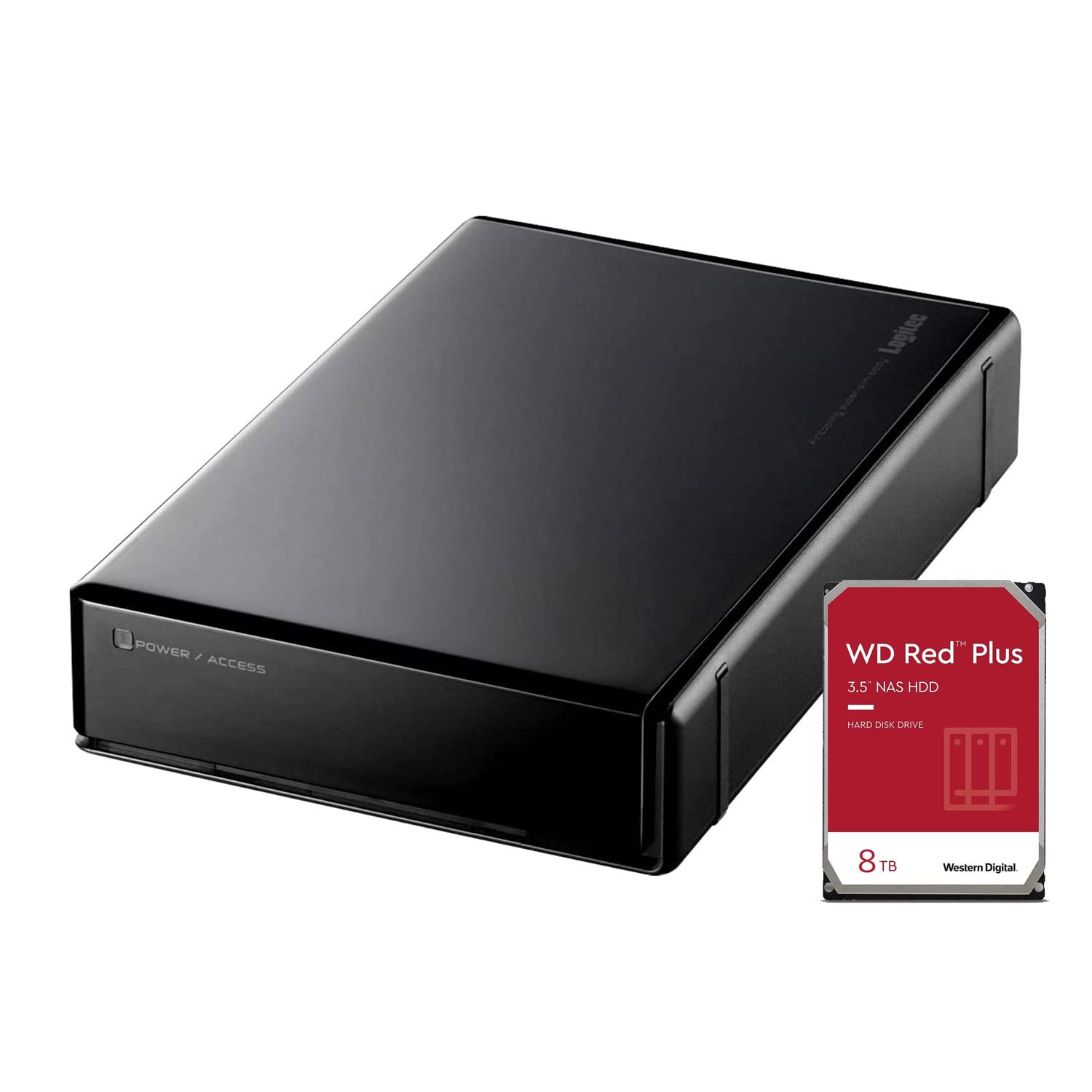 ロジテック 外付け HDD WD Red plus 搭載 8TB Win / Mac / PS4 / PS5 / テレビ録画 ハードディスク 静音 USB3.1 (Gen1) / USB3.0/2.0