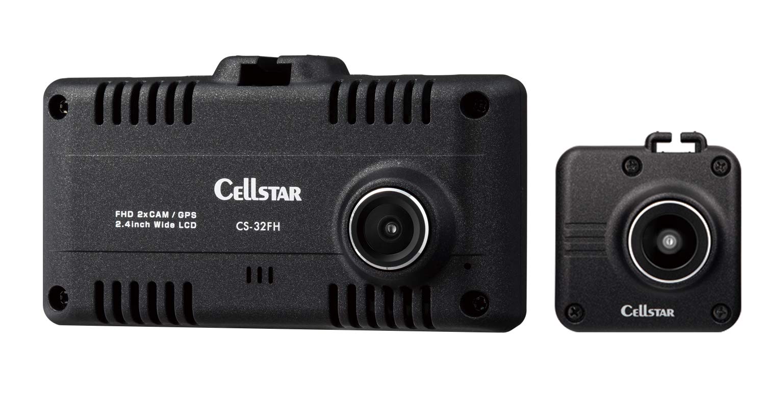 セルスター 2カメラドライブレコーダー CS-32FH 日本製 3年保証 前後FullHD録画 GPSお知らせ機能 GPS 2.4インチタッチパネル 32GBmicroSD