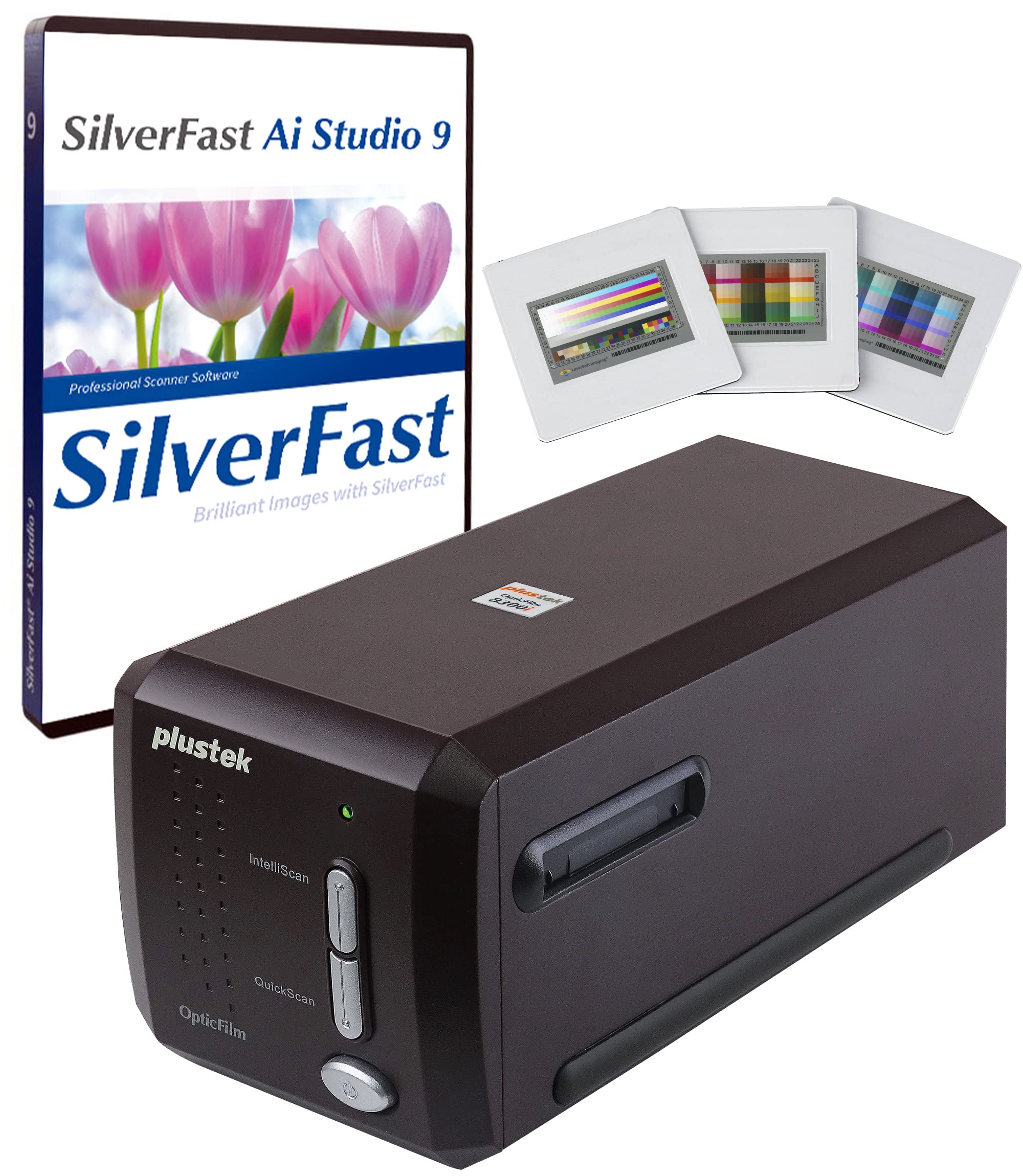 Plustek OpticFilm 8300i Ai フィルム スキャナー - SilverFast Ai Studio 9 + 高度な IT8 キャリブレーション ターゲット (3 スライド)