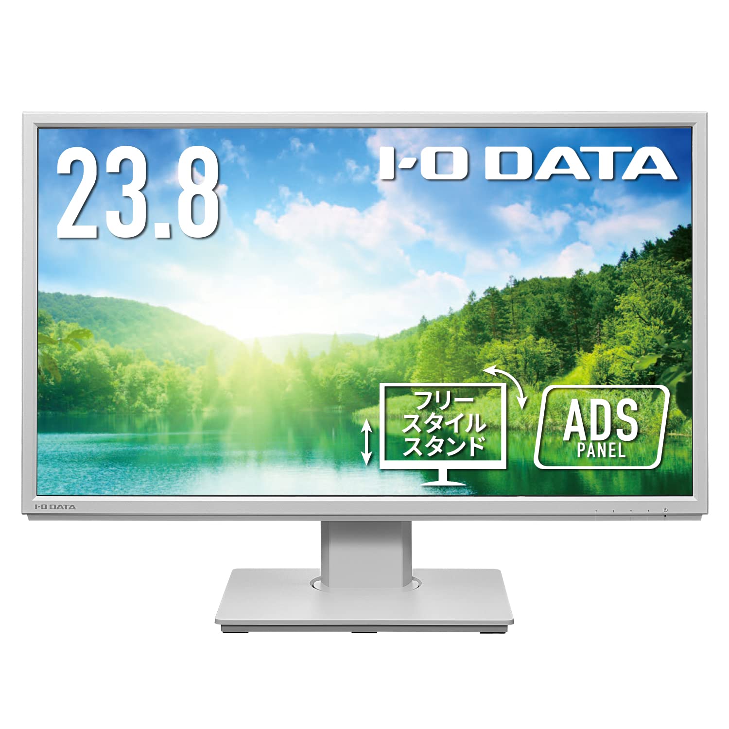 I-O DATA アイ・オー・データ モニター 23.8インチ フルHD ADSパネル ホワイト(HDMI/アナログRGB/DisplayPort/縦横回転/高さ調節/VESA対