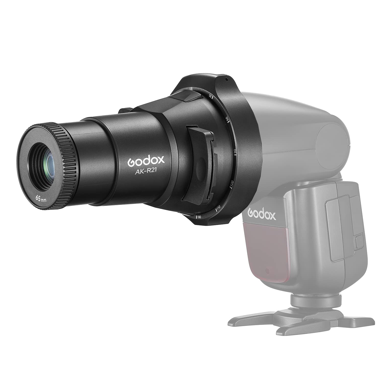 Godox AK-R21 カメラ フラッシュ プロジェクター セット 65mm プロジェクション レンズ + ラウンド ヘッド フラッシュ用マウント アダプ